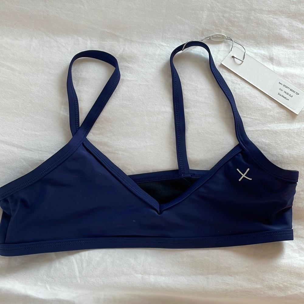 Boutine LA sporty bikini top Malibu Blue color size medium